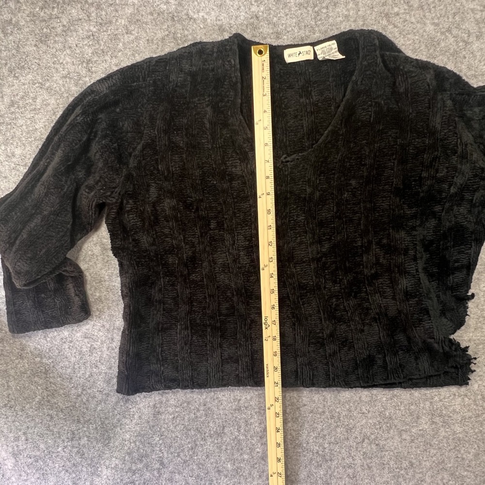 White Stag Ribbed Chenille Knit Sweater XL‎ Black Distressed Acrylic - Picture 6 of 12